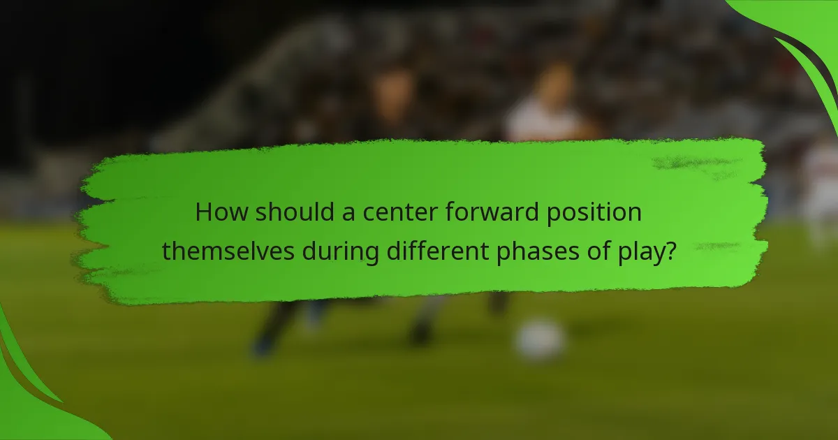 How should a center forward position themselves during different phases of play?